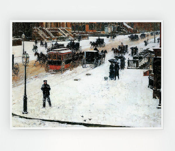 Hassam Fifth Avenue In Winter Print Poster Wall Art