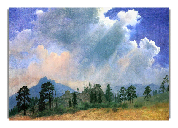 Fir Trees And Storm Clouds By Bierstadt