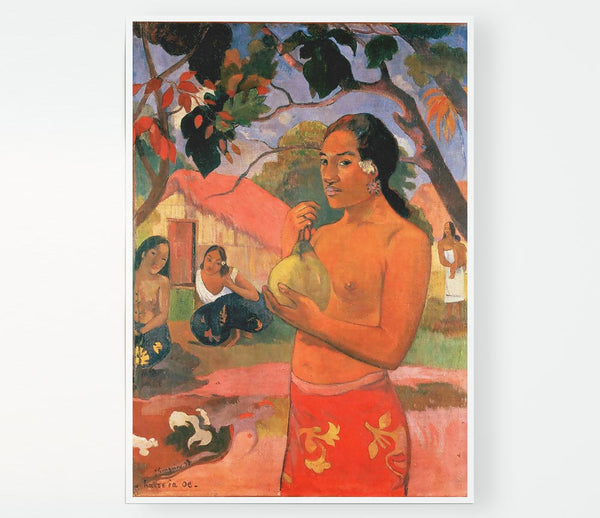 Gauguin Woman Holding A Fruit Print Poster Wall Art