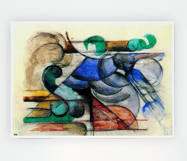 Franz Marc House In Abstract Landscape Print Poster Wall Art