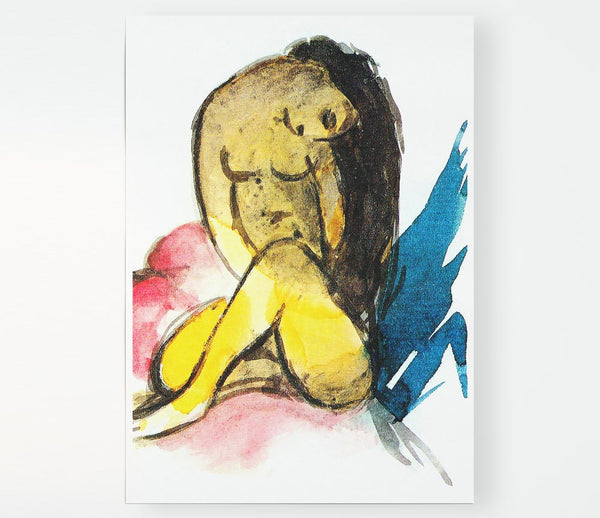 Franz Marc Sitting Yellow Lady Print Poster Wall Art
