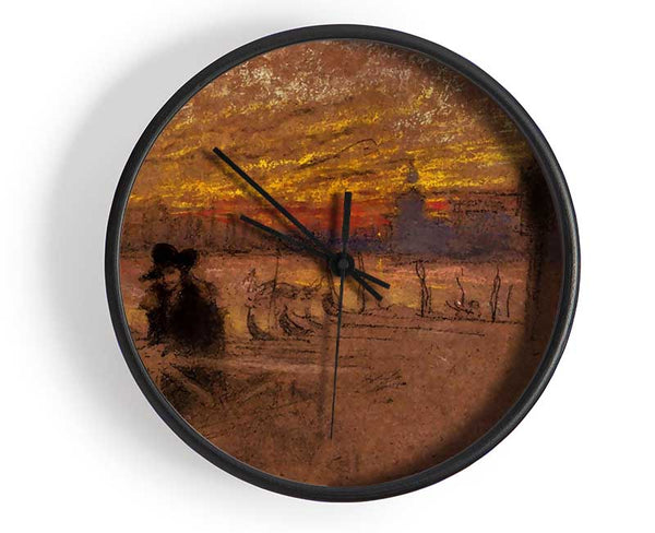 Whistler Sunset Red And Gold Clock - Wallart-Direct UK