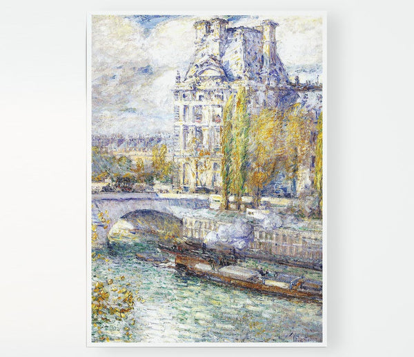 Hassam The Louvre On Pont Royal Print Poster Wall Art