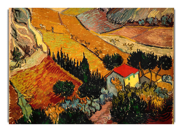 Van Gogh Landscape With House And Ploughman