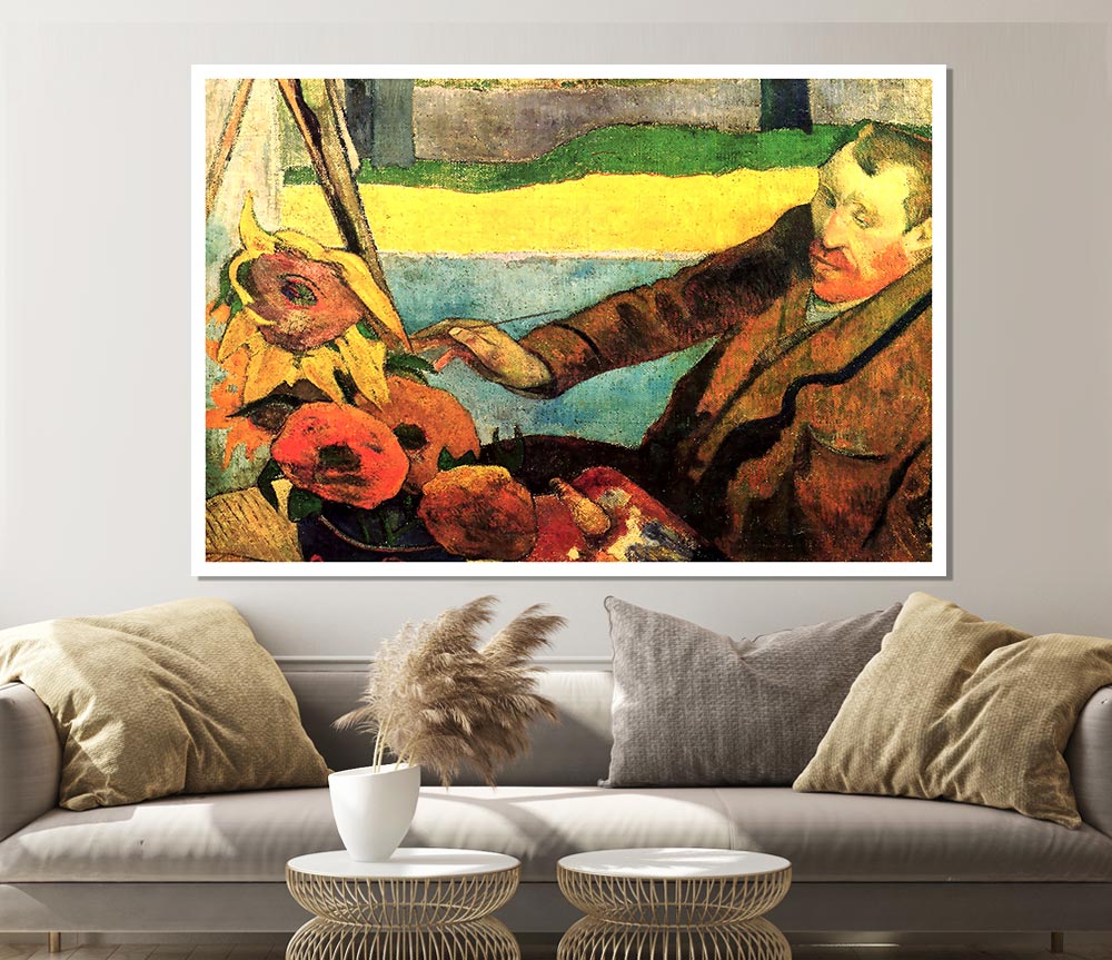 Gauguin Paints Van Gogh Painting Sunflowers Print Poster Wall Art