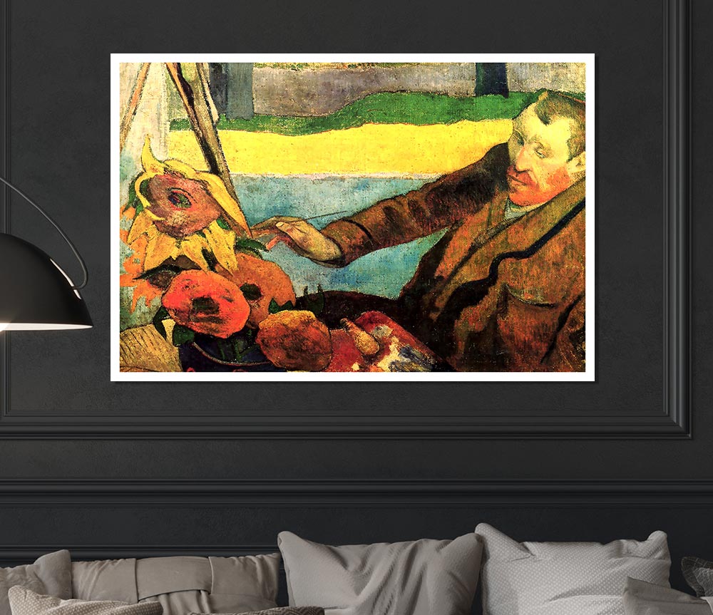 Gauguin Paints Van Gogh Painting Sunflowers Print Poster Wall Art