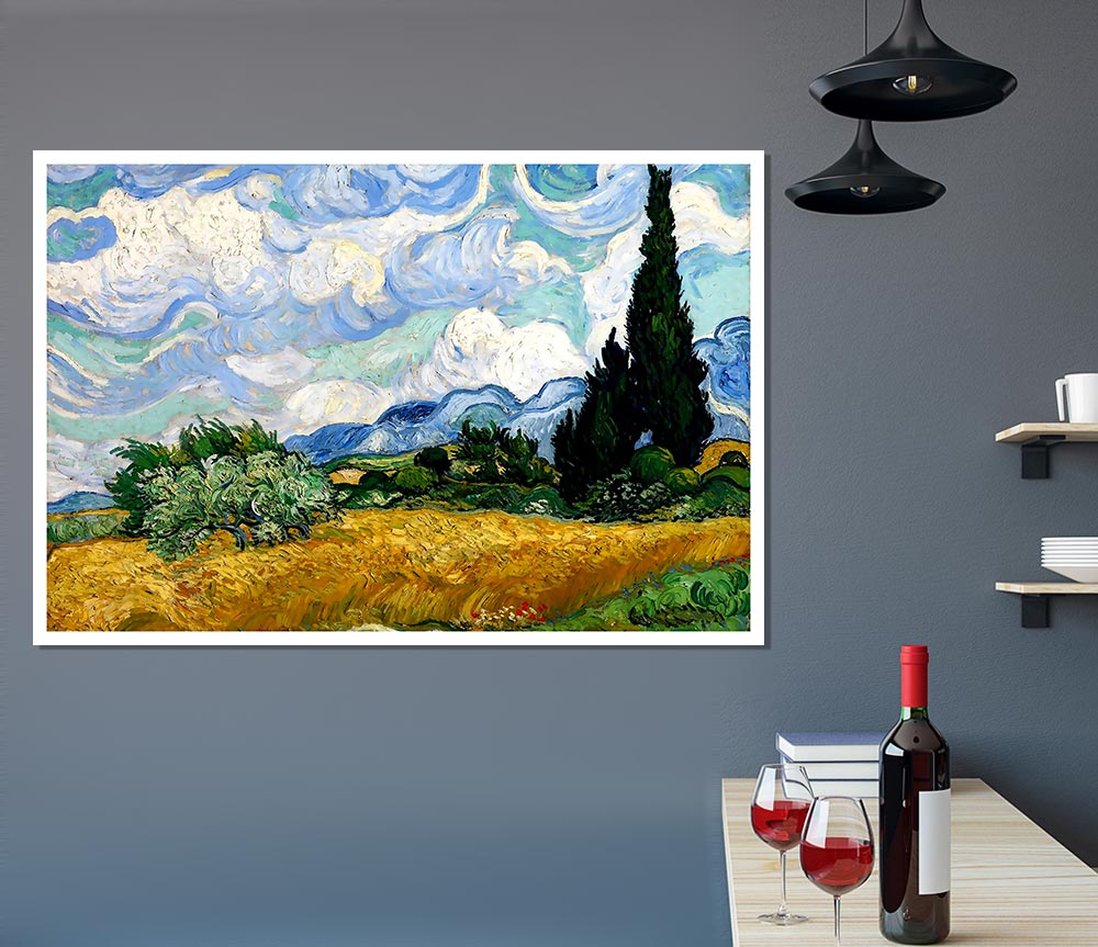 Van Gogh Wheat Field With Cypresses Print Poster Wall Art