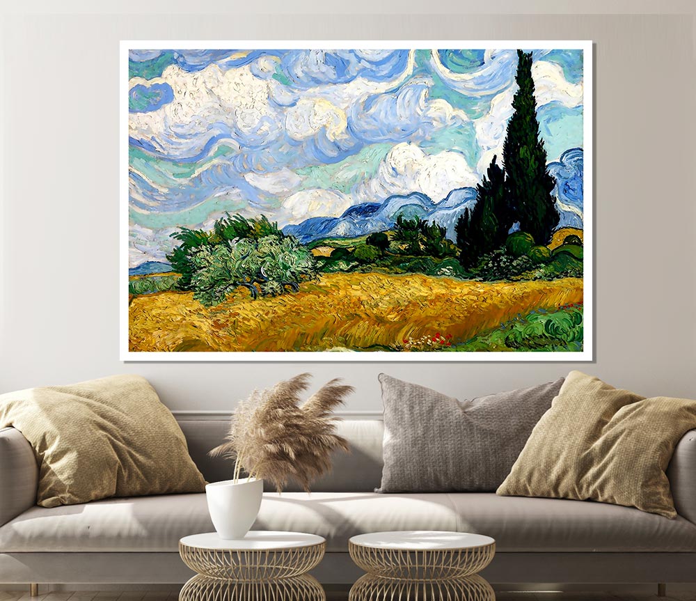 Van Gogh Wheat Field With Cypresses Print Poster Wall Art