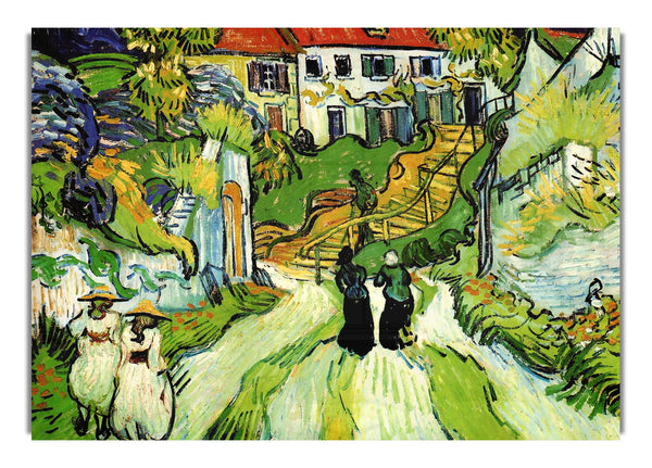 Village Street And Steps In Auvers With Figures By Van Gogh