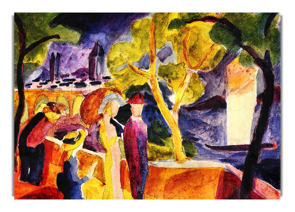 Walking At The Lake By August Macke