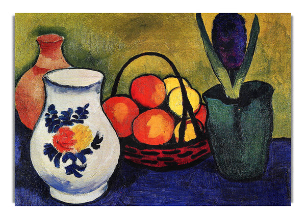 White Jug With Flowers And Fruits By August Macke