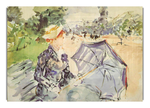 Woman With Parasol Sitting In The Park By Morisot