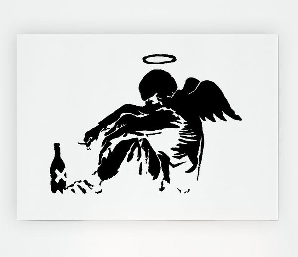 Fallen Angel Black White Print Poster Wall Art