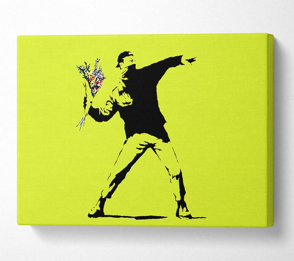 Picture of Flower Thrower Lime Green Canvas Print Wall Art
