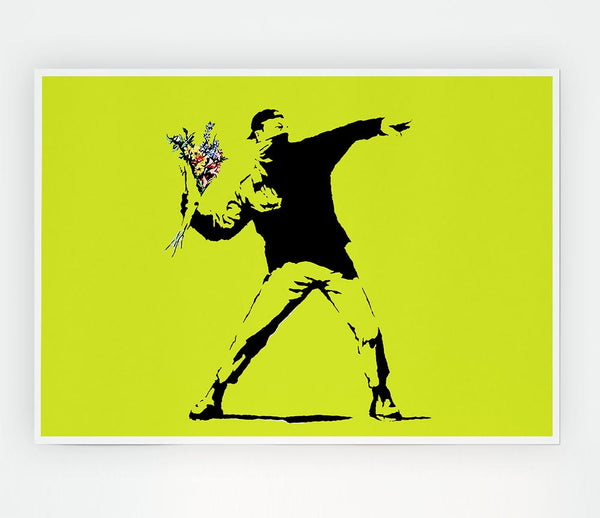 Flower Thrower Lime Green Print Poster Wall Art