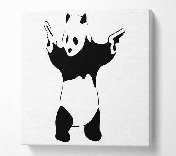 A Square Canvas Print Showing Panda Guns Square Wall Art