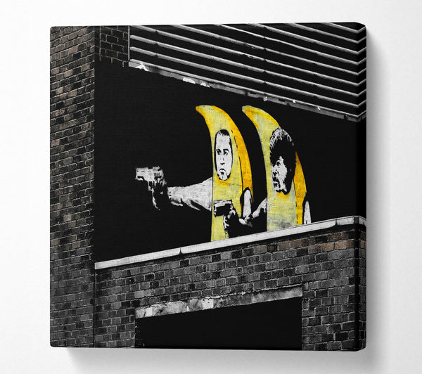 A Square Canvas Print Showing Pulp Fiction Banana Suits Square Wall Art