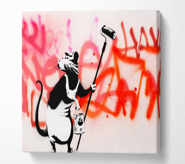 A Square Canvas Print Showing Rat Decorator Square Wall Art