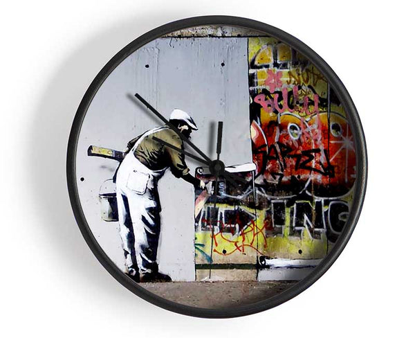 Wallpaper Over Robbo Graffiti Clock - Wallart-Direct UK
