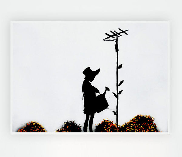 Watering Can Girl Print Poster Wall Art