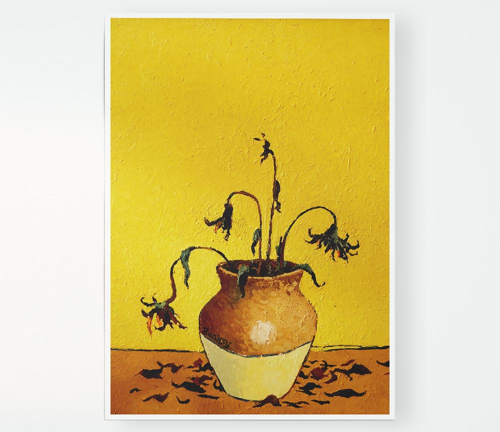Wilting Sunflowers Print Poster Wall Art