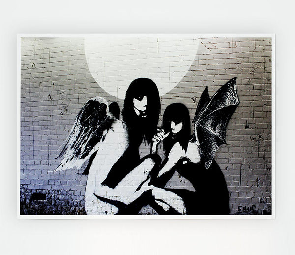 Angels In Moonlight Print Poster Wall Art