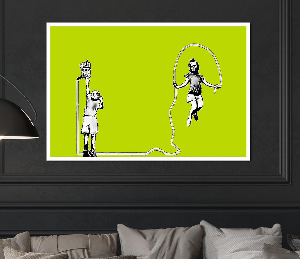 Electric Skipping Rope Lime Green Print Poster Wall Art