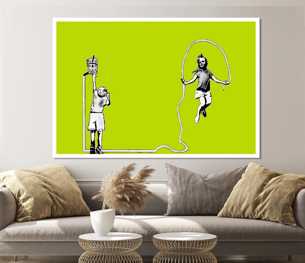 Electric Skipping Rope Lime Green Print Poster Wall Art