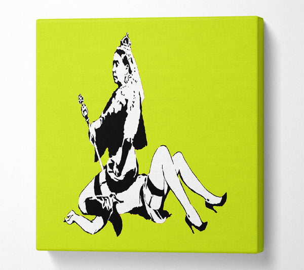 A Square Canvas Print Showing Queen Elizabeth Legs Lime Square Wall Art