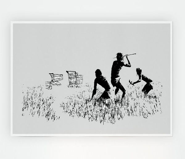 Trolley Hunters Grey Print Poster Wall Art