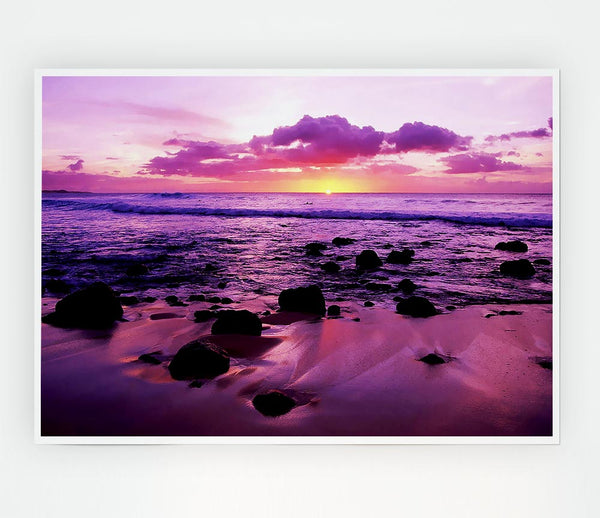 Lilac Ocean At The Crack Of Dawn Print Poster Wall Art