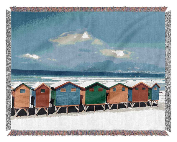 Beach Huts 2 Woven Blanket
