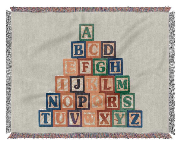 Alphabet Blocks Lilac Woven Blanket