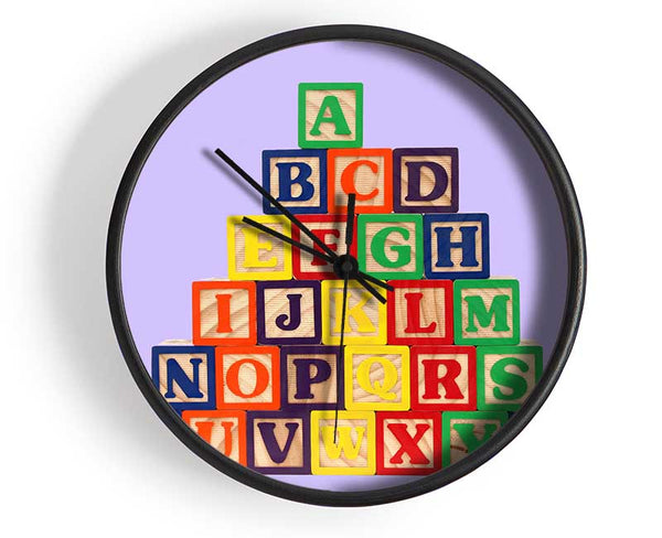 Alphabet Blocks Lilac Clock - Wallart-Direct UK