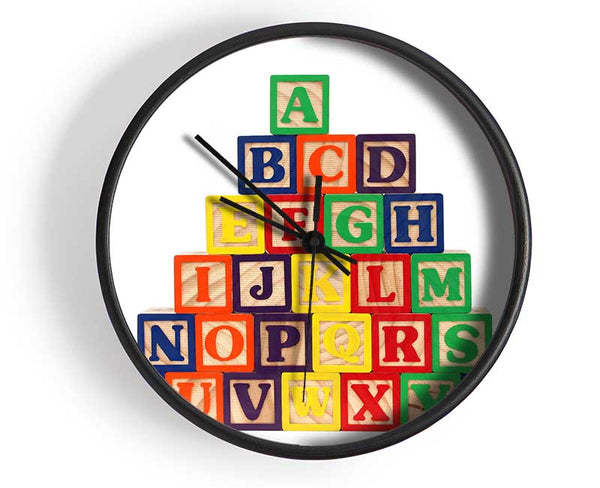 Alphabet Blocks White Clock - Wallart-Direct UK