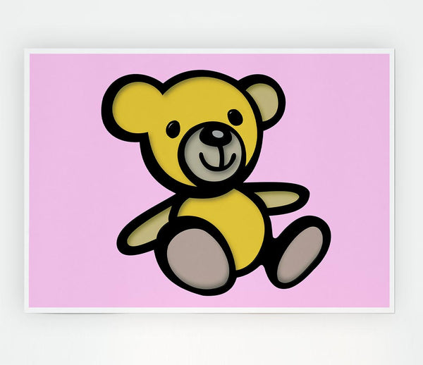 Teddy Bear Cartoon Pink Print Poster Wall Art