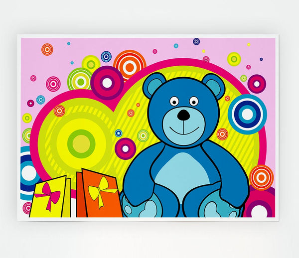 Teddy Bear Circles Pink Print Poster Wall Art