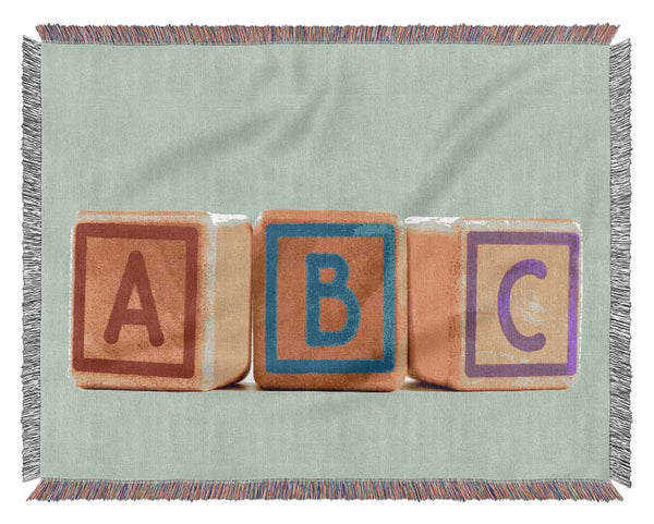 Three Alphabet Blocks Baby Blue Woven Blanket
