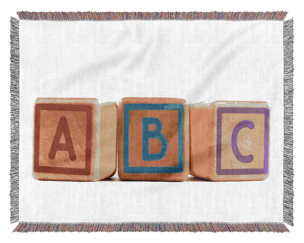 Three Alphabet Blocks Pink Woven Blanket