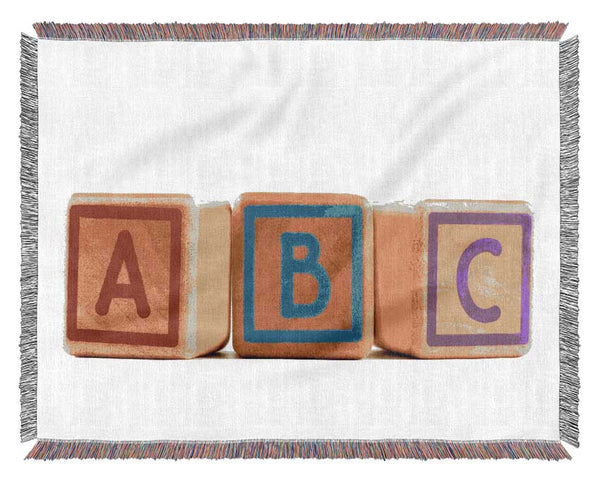 Three Alphabet Blocks White Woven Blanket