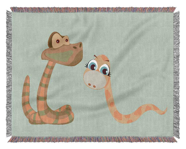 Two Snakes Baby Blue Woven Blanket