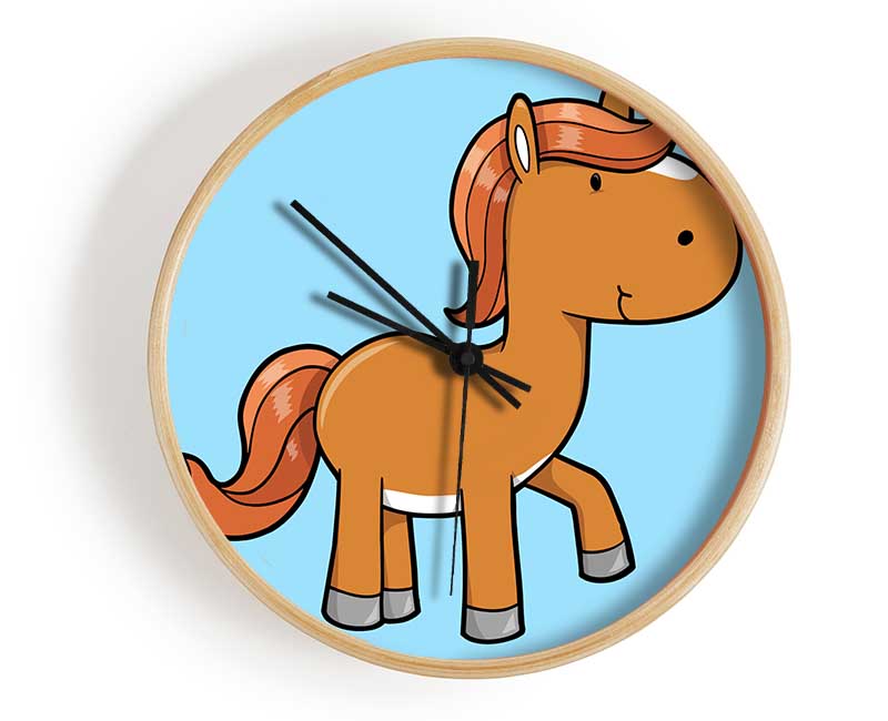 Walking Pony Horse Baby Blue Clock - Wallart-Direct UK