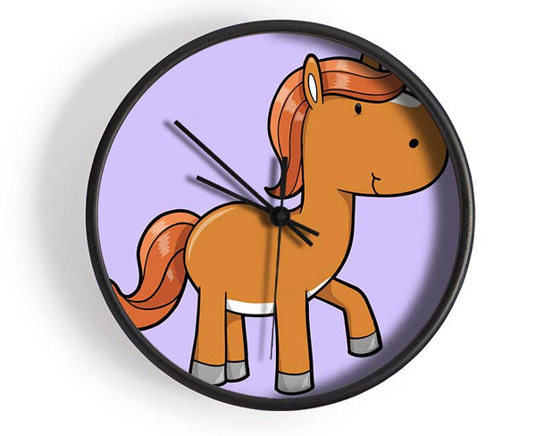 Walking Pony Horse Lilac Clock - Wallart-Direct UK