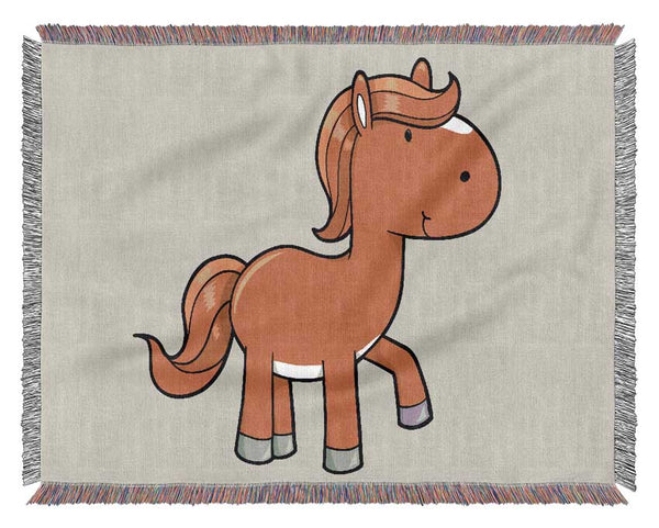 Walking Pony Horse Lilac Woven Blanket