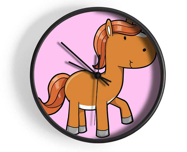 Walking Pony Horse Pink Clock - Wallart-Direct UK