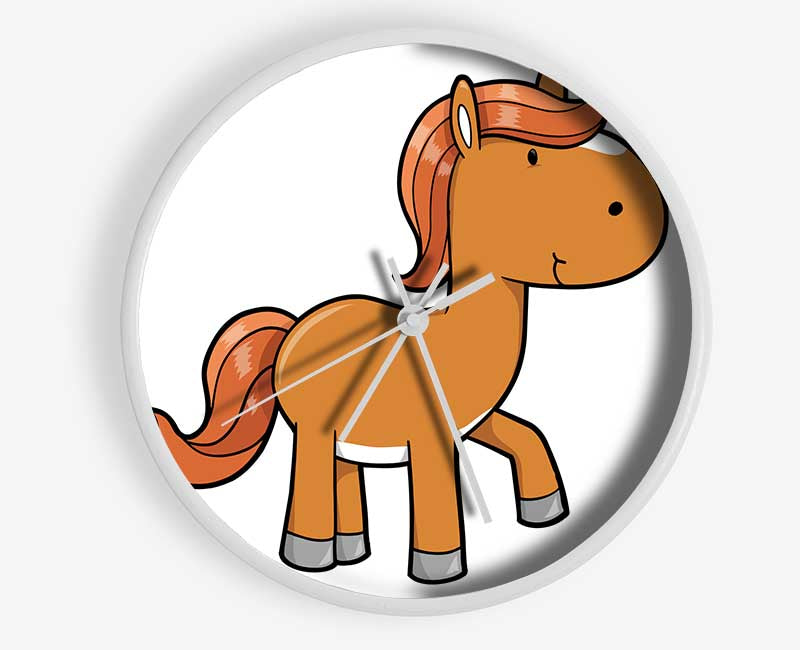 Walking Pony Horse White Clock - Wallart-Direct UK