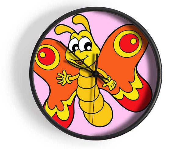 Waving Butterfly Pink Clock - Wallart-Direct UK
