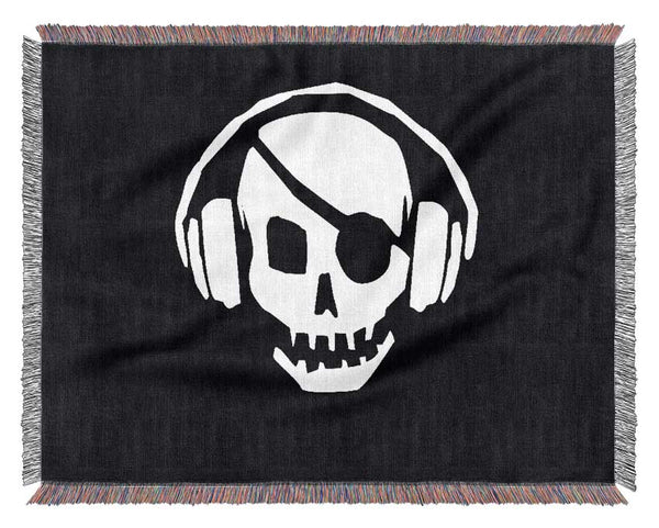 Skeleton Pirate Headphones Woven Blanket