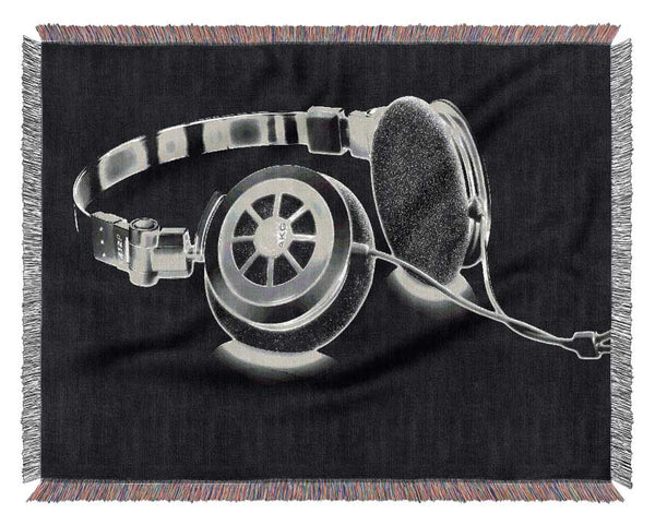 Headphones B n W Woven Blanket