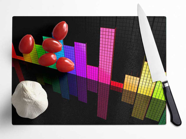 Colourful Equalizer Glass Chopping Board